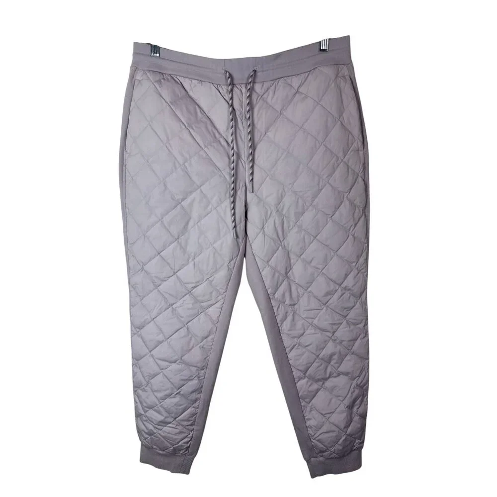Athleta Apres Ski Down Quilted Jogger Pants Size 16 Purple Lavender Drawstring - Picture 2 of 16